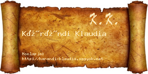 Kárándi Klaudia névjegykártya